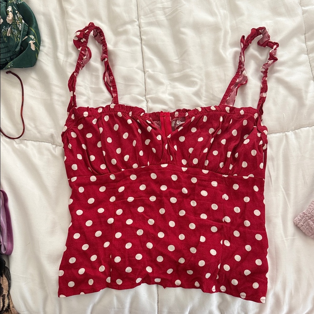 Reformation Red Polka Dot Camisole